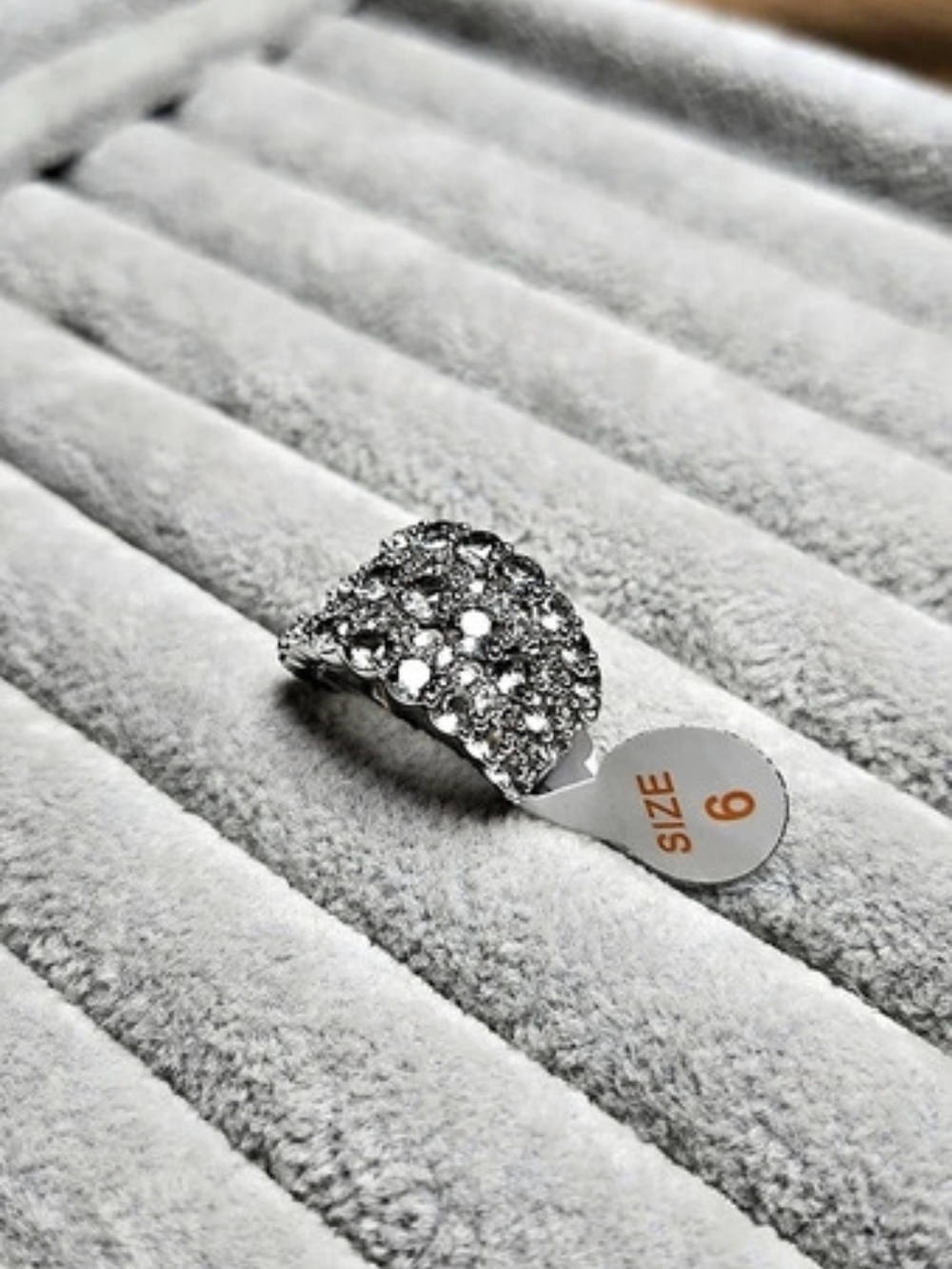 Size 6 Light Green Lime Peridot Cubic Zirconia Rhodium Plated Bomb Party Ring